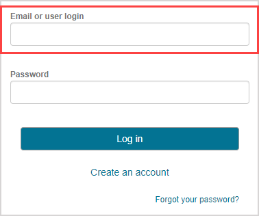 Your email or user login are entered in the first field on the main log in page.